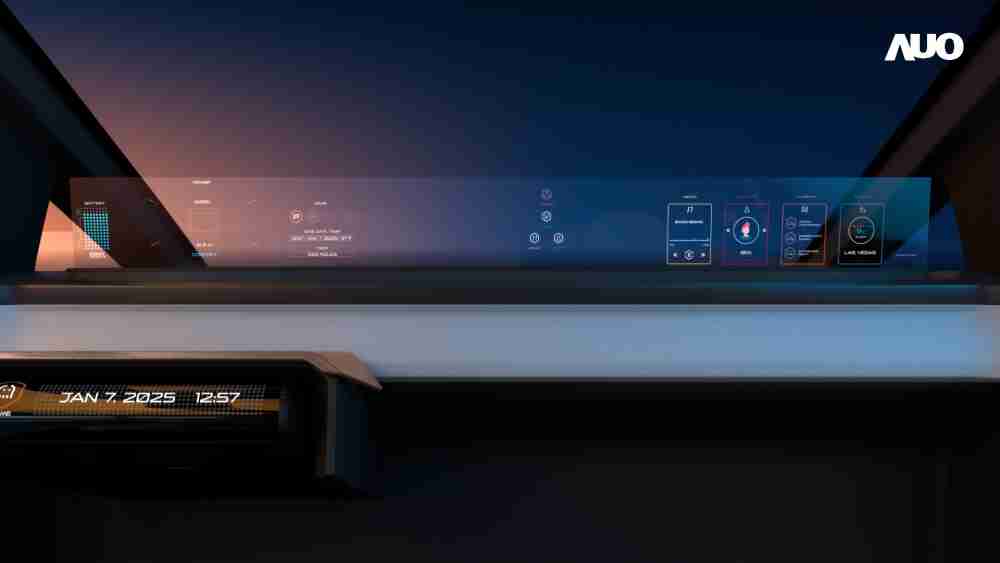 PA直营无界透明显示接口(Horizon Image Glass)透过车运算方案整合仪表板、、、、中控台及副驾显示器，，，，一体式全景呈现，，，提供乘用者清晰的前方视野、、行车必要信息与娱乐功能