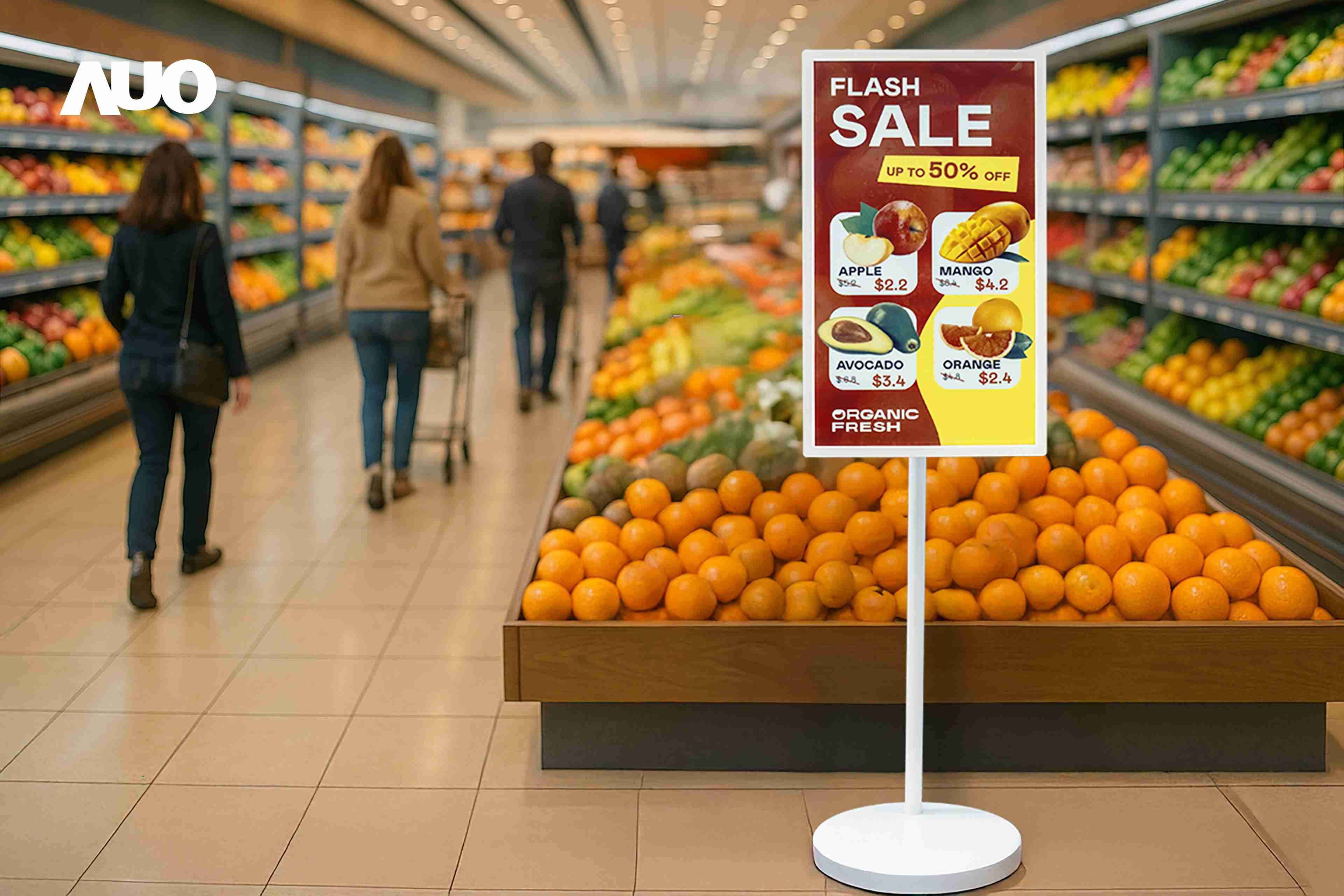 达擎首亮相低功耗、、全彩的〝aecoPost电子纸解决方案〞，，，仅在更新画面时需要微量的电力驱动，，无需布建电线的便捷设计，，，使其可灵活应用、、随意置放，，，，并可透过云端或行动装置app，，，轻松管理及排程广告内容，，，，晋升店头营销利器。。。