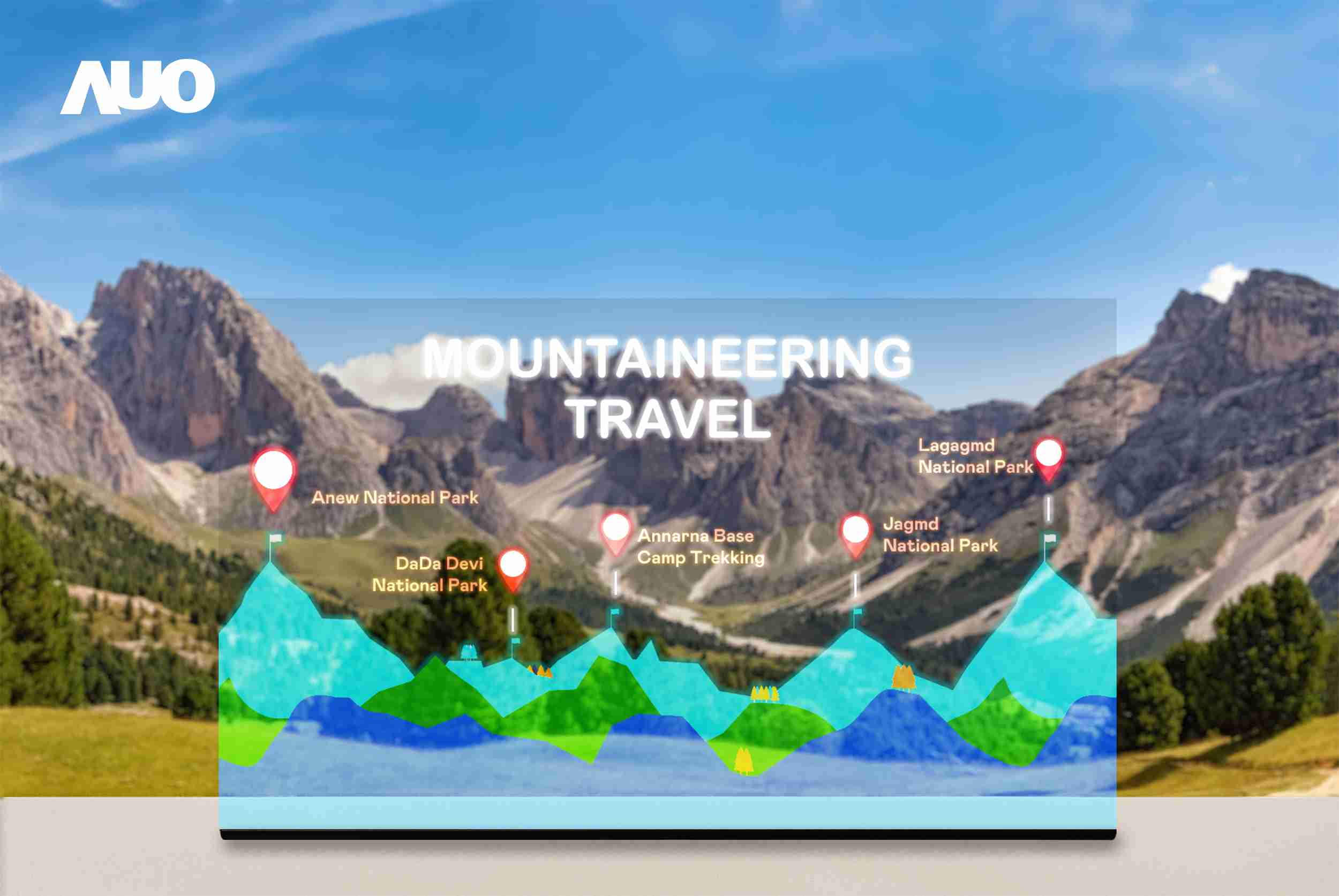 PA直营展示全球单片尺寸最大(*)42吋透明Micro LED显示器拼接而成的〝64吋透明Micro LED显示器〞，，，，具备高透明度、、1,000 nits高亮度、、广色域、、、、采用三边无边框的无缝拼接等多重特色，，呈现超高清、、、细腻画质而不遮挡后方视觉，，满足层峰需求，，，，可广泛运用于零售、、艺术展览或商业空间等场域